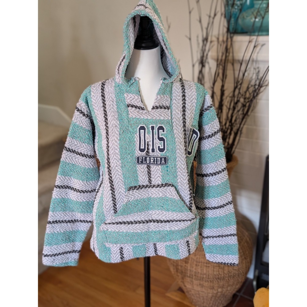 Vintage Disney World Florida Baja Joe Hoodie Striped Size Small Mint Green S